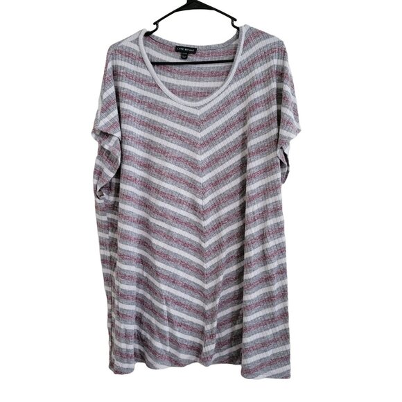 Lane Bryant Tunic Sweater Womens Plus Size 22 Short Sleeve Striped Long Pullover - Picture 1 of 4
